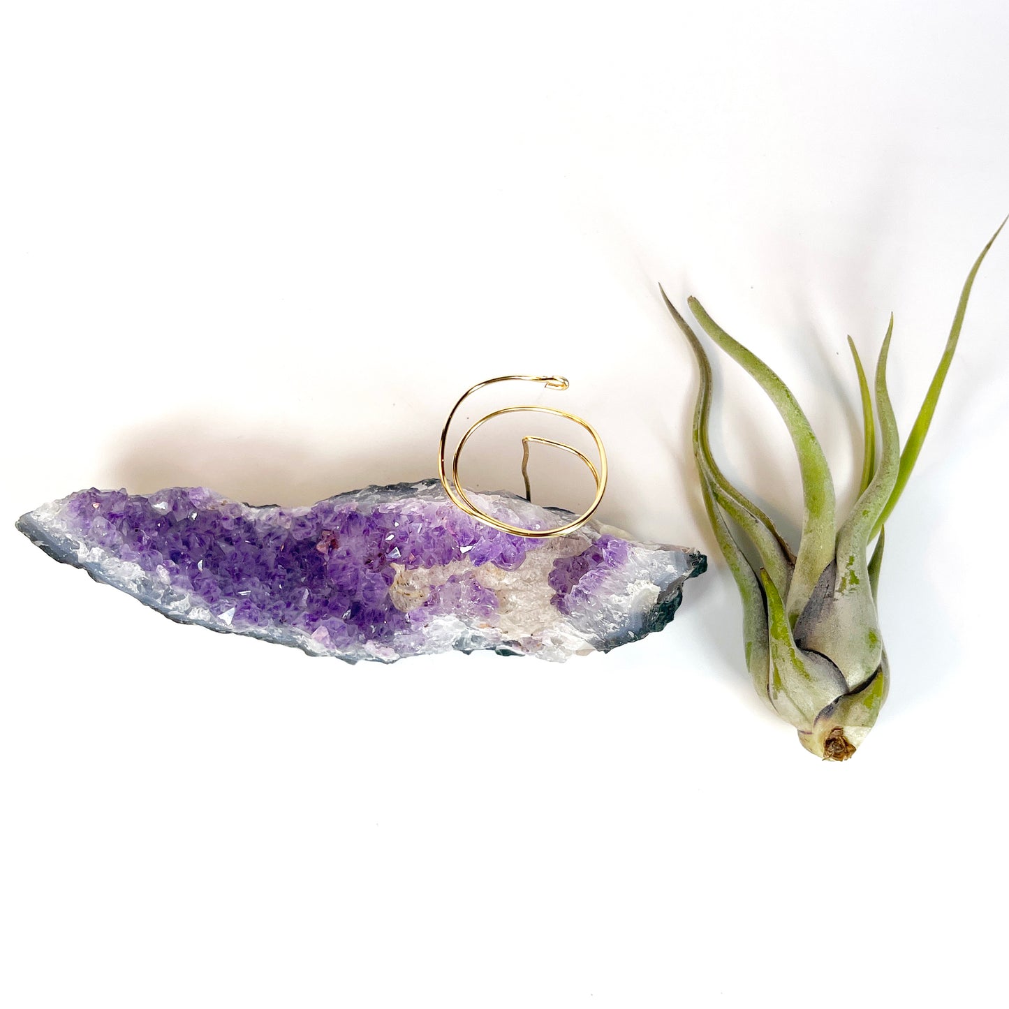 Amethyst with Calcite Crystal Air Plant Holder - One of a Kind Crystal Gift