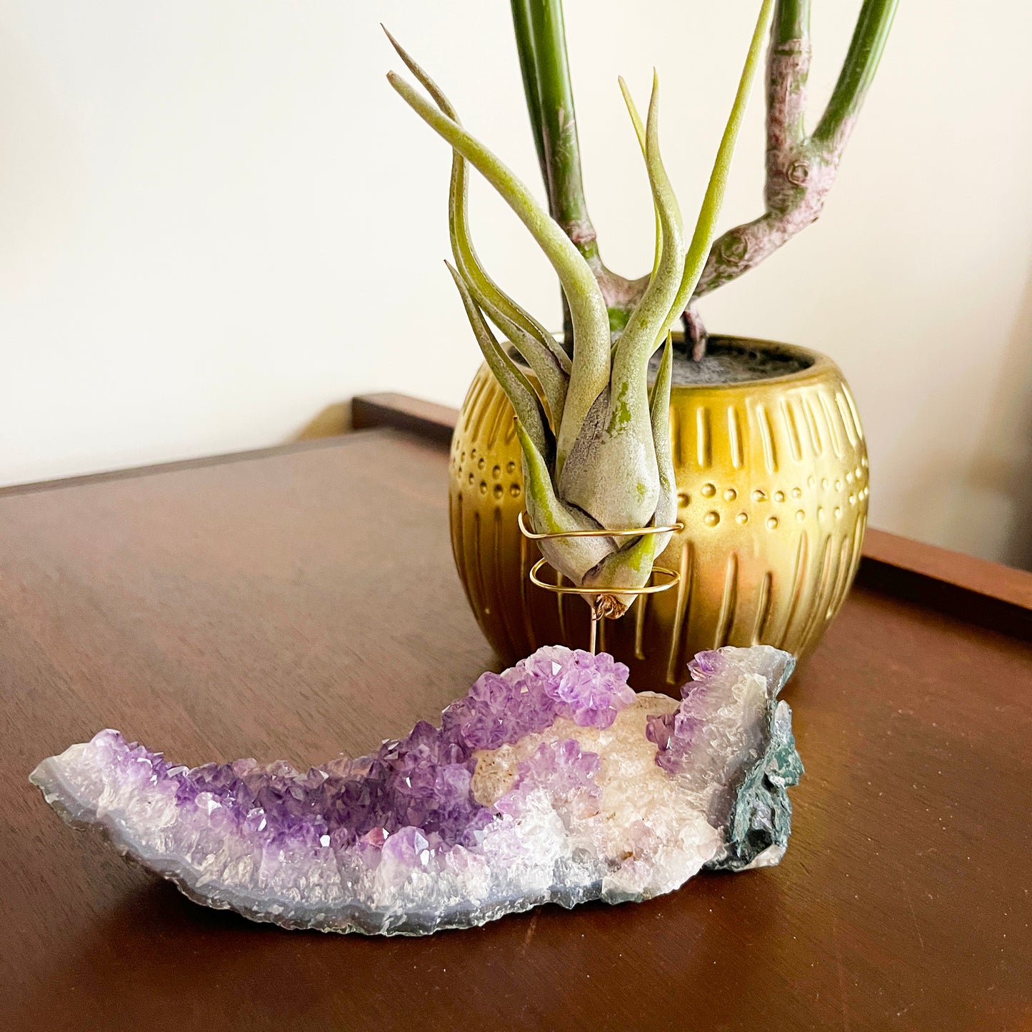 Amethyst with Calcite Crystal Air Plant Holder - One of a Kind Crystal Gift