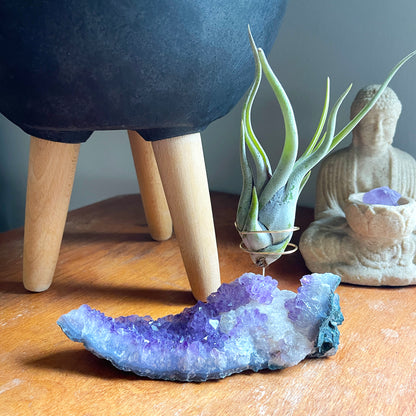Amethyst with Calcite Crystal Air Plant Holder - One of a Kind Crystal Gift