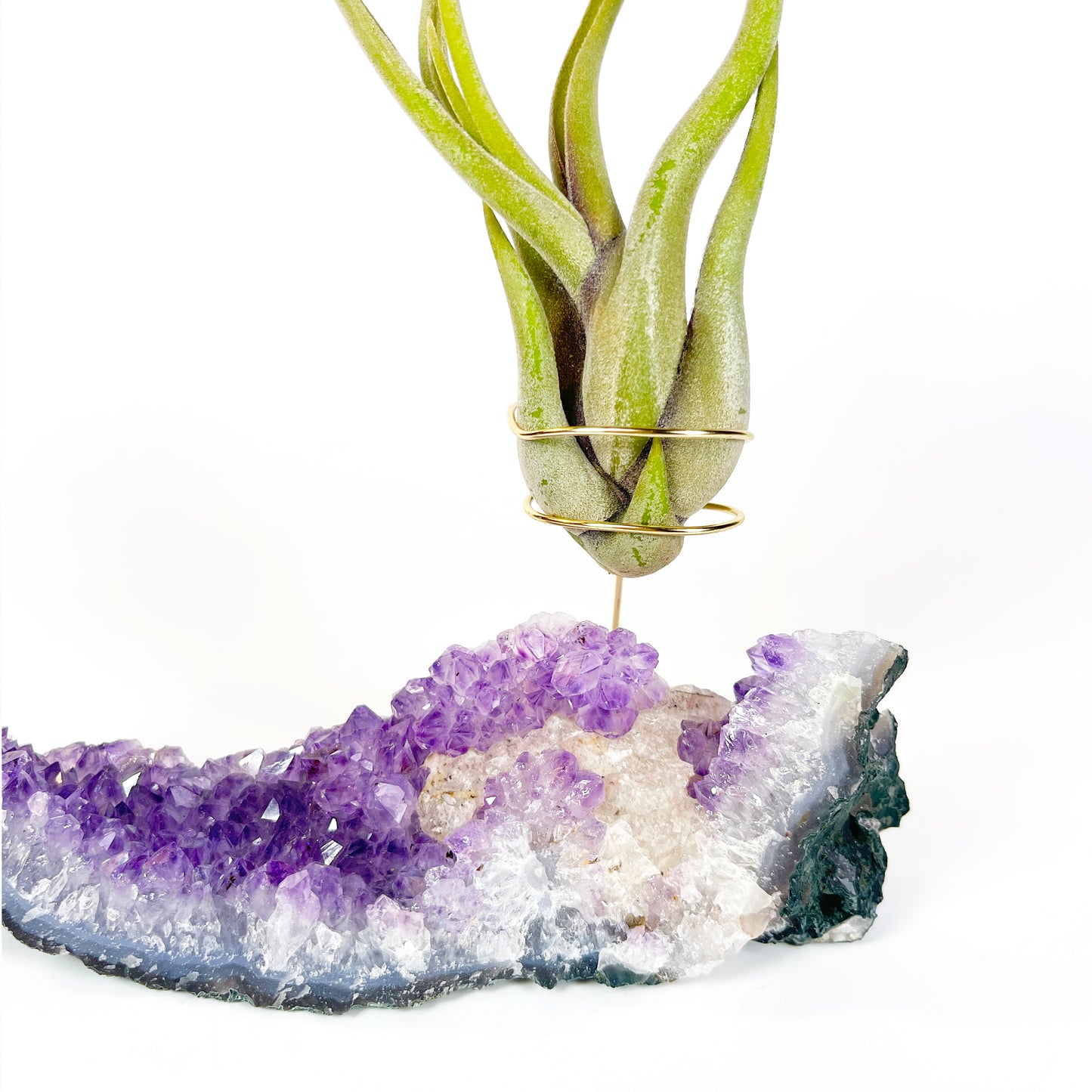 Amethyst with Calcite Crystal Air Plant Holder - One of a Kind Crystal Gift
