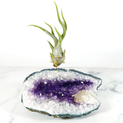 One-of-a-Kind Concave Amethyst Crystal with Large Calcite and Unique Features