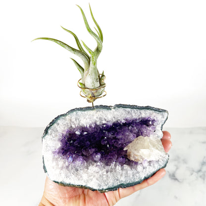 One-of-a-Kind Concave Amethyst Crystal with Large Calcite and Unique Features