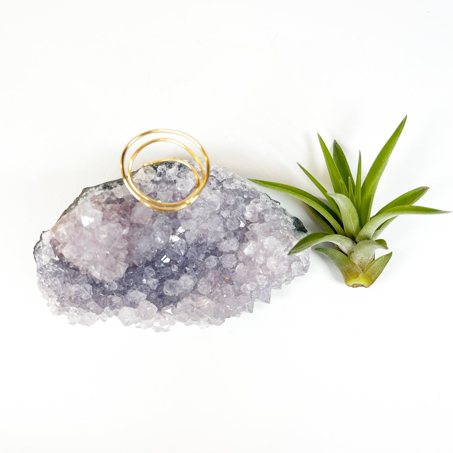 Gift for Plant and Crystal Lovers- Rare Light Purple Amethyst Geode Air Plant Holder