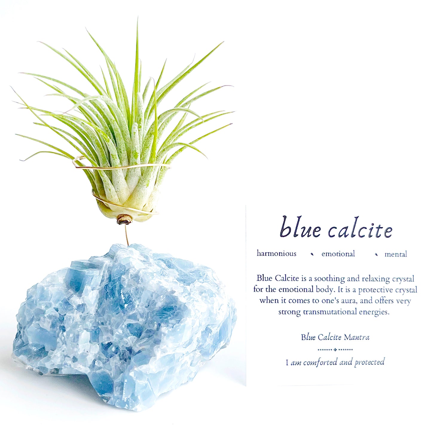 Unique Birthday Gift - Blue Calcite Crystal Air Plant Holder