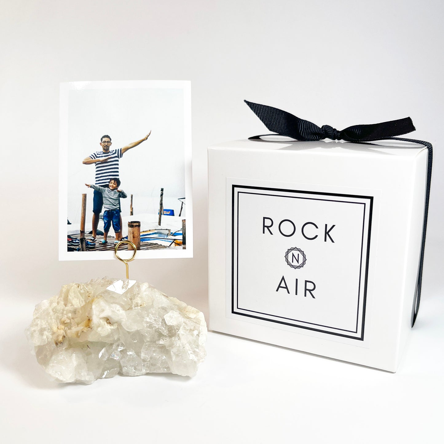 Unique Picture Holder or Photo Stand for Home or Office - Raw Clear Quartz Crystal