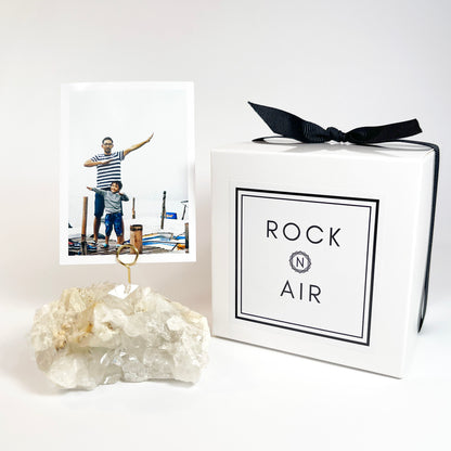 Unique Picture Holder or Photo Stand for Home or Office - Raw Clear Quartz Crystal