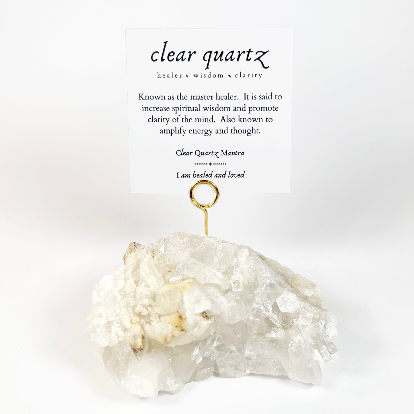 Unique Picture Holder or Photo Stand for Home or Office - Raw Clear Quartz Crystal