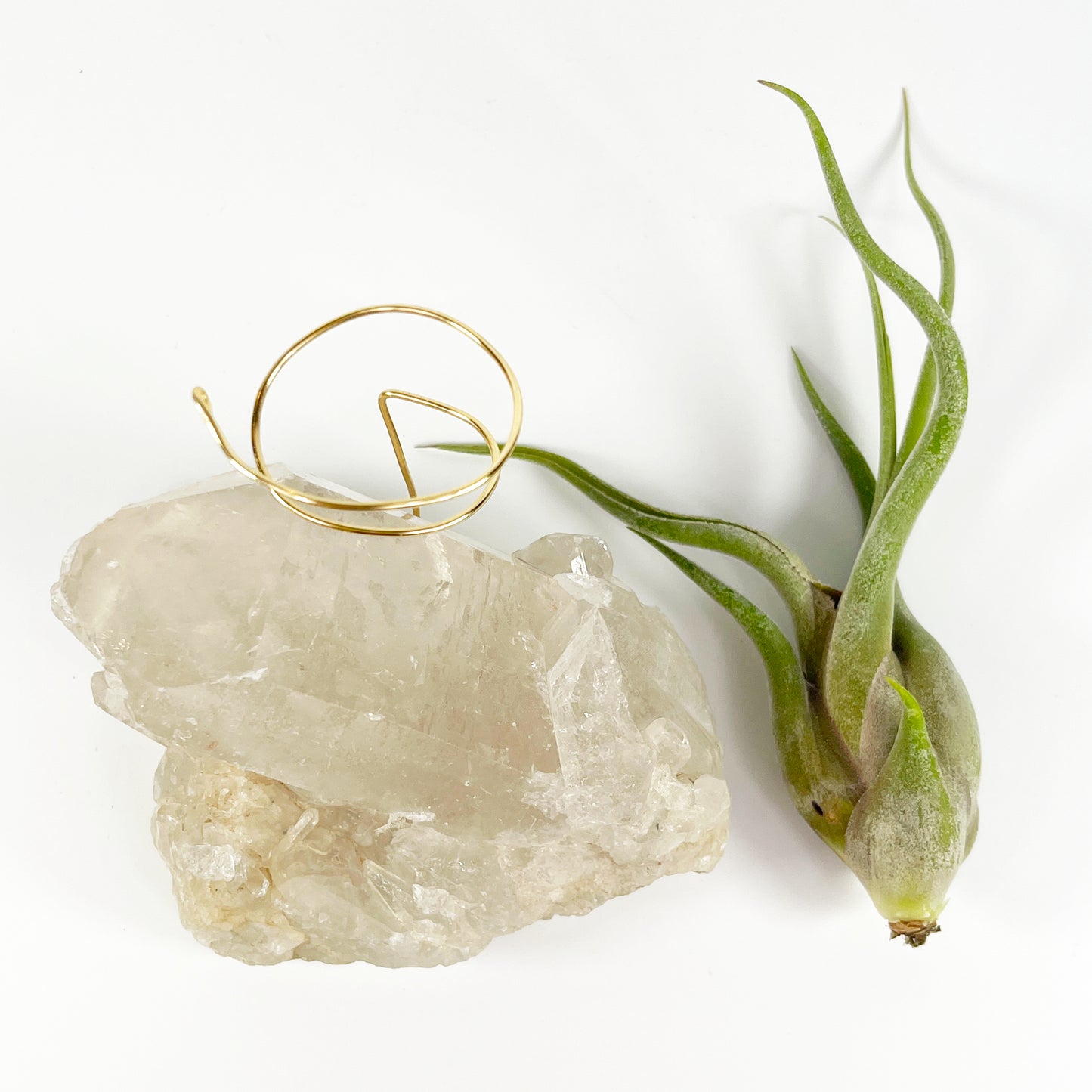 One-of-a-Kind Large Clear Quartz Crystal with Point Air Plant Holder