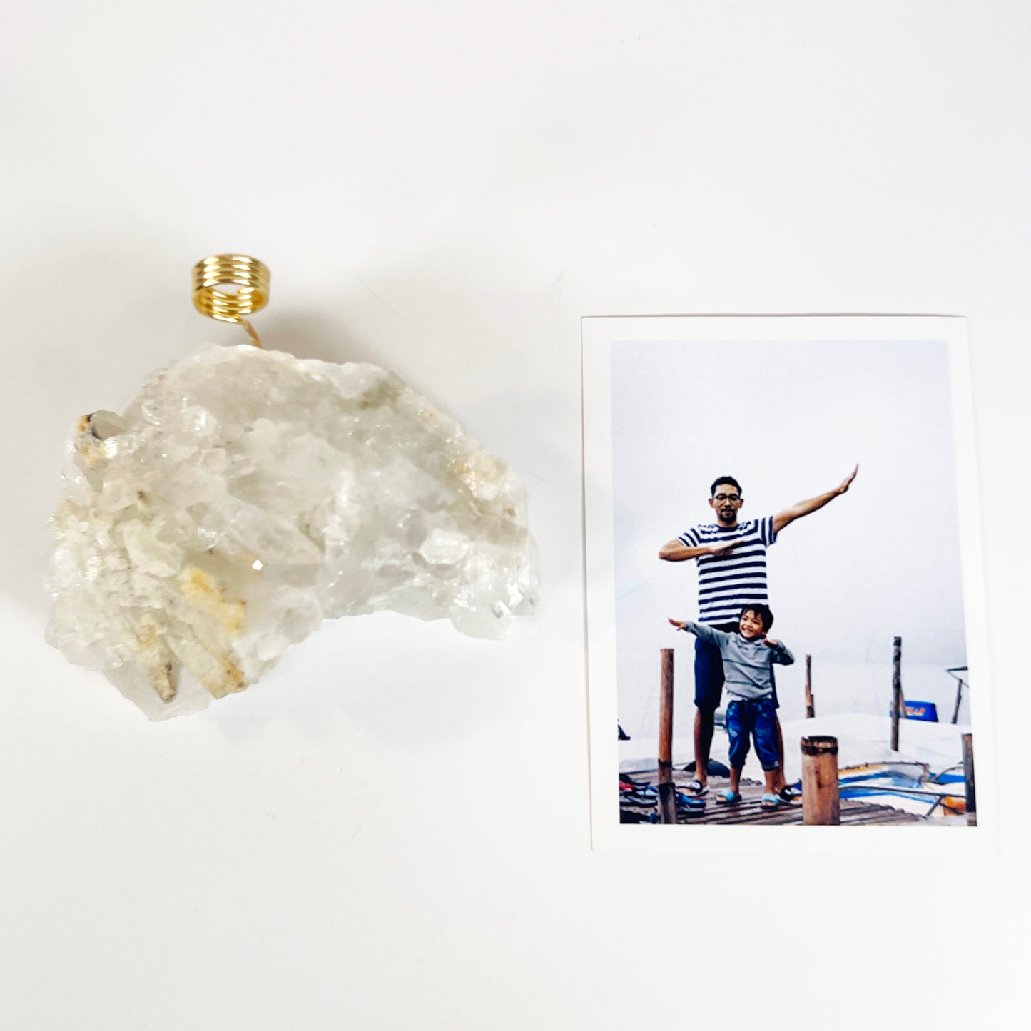Unique Picture Holder or Photo Stand for Home or Office - Raw Clear Quartz Crystal