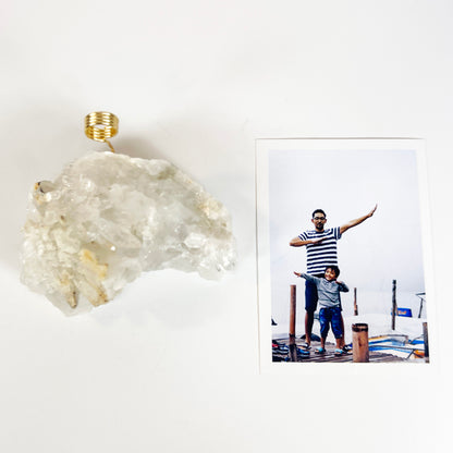 Unique Picture Holder or Photo Stand for Home or Office - Raw Clear Quartz Crystal