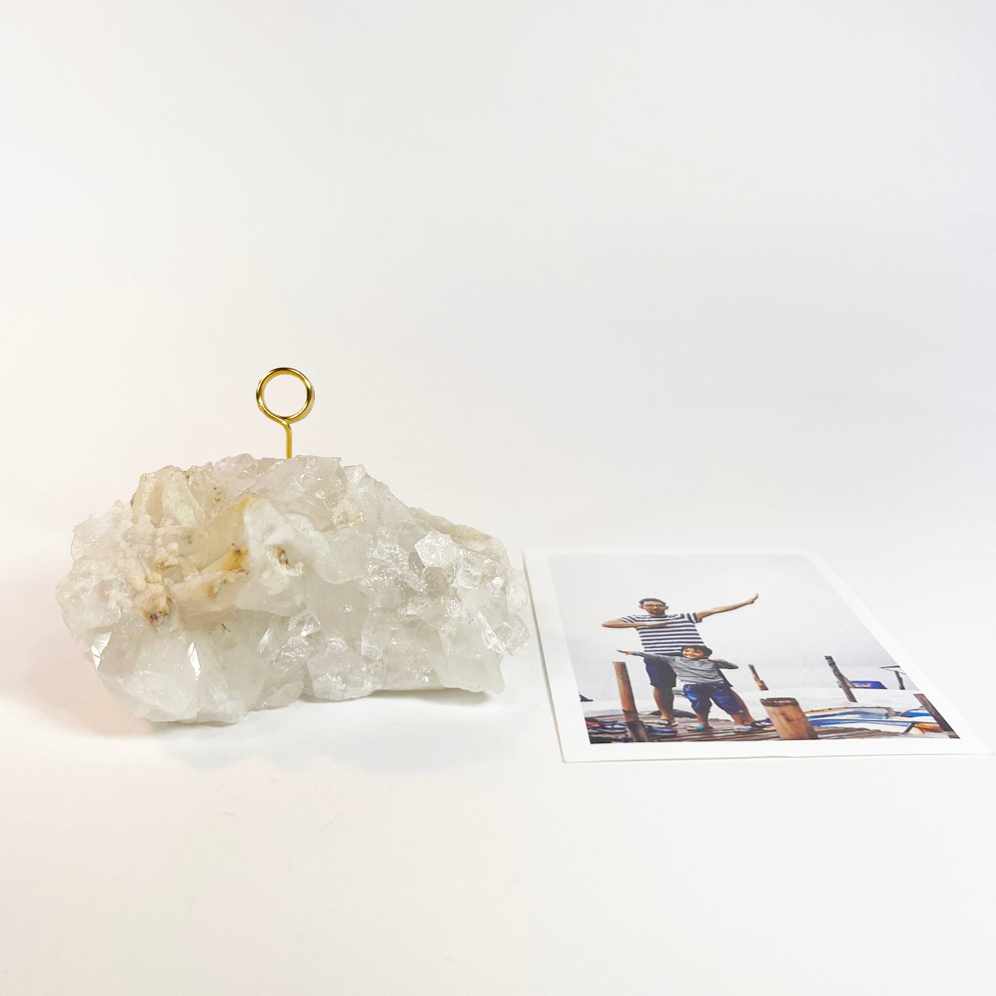 Unique Picture Holder or Photo Stand for Home or Office - Raw Clear Quartz Crystal
