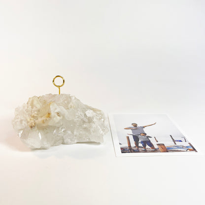 Unique Picture Holder or Photo Stand for Home or Office - Raw Clear Quartz Crystal