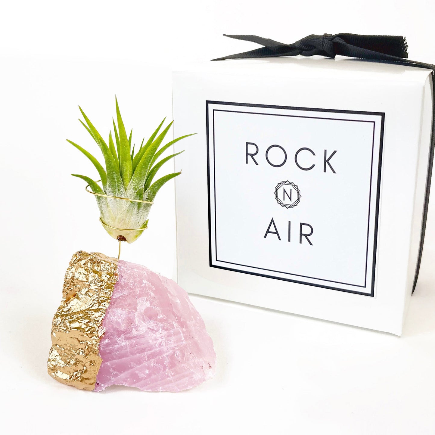 Thank You Gift - Gold Dipped Rose Quartz Air Plant Holder