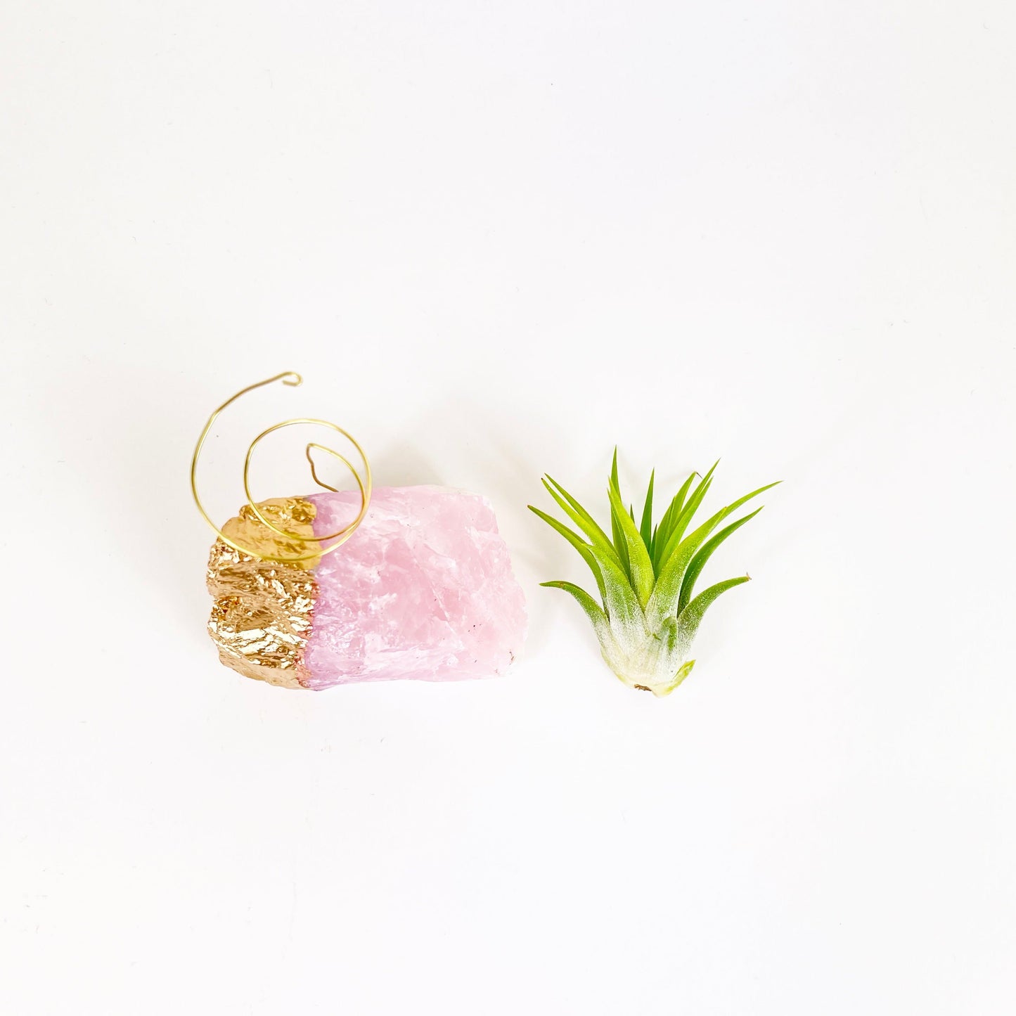 Thank You Gift - Gold Dipped Rose Quartz Air Plant Holder