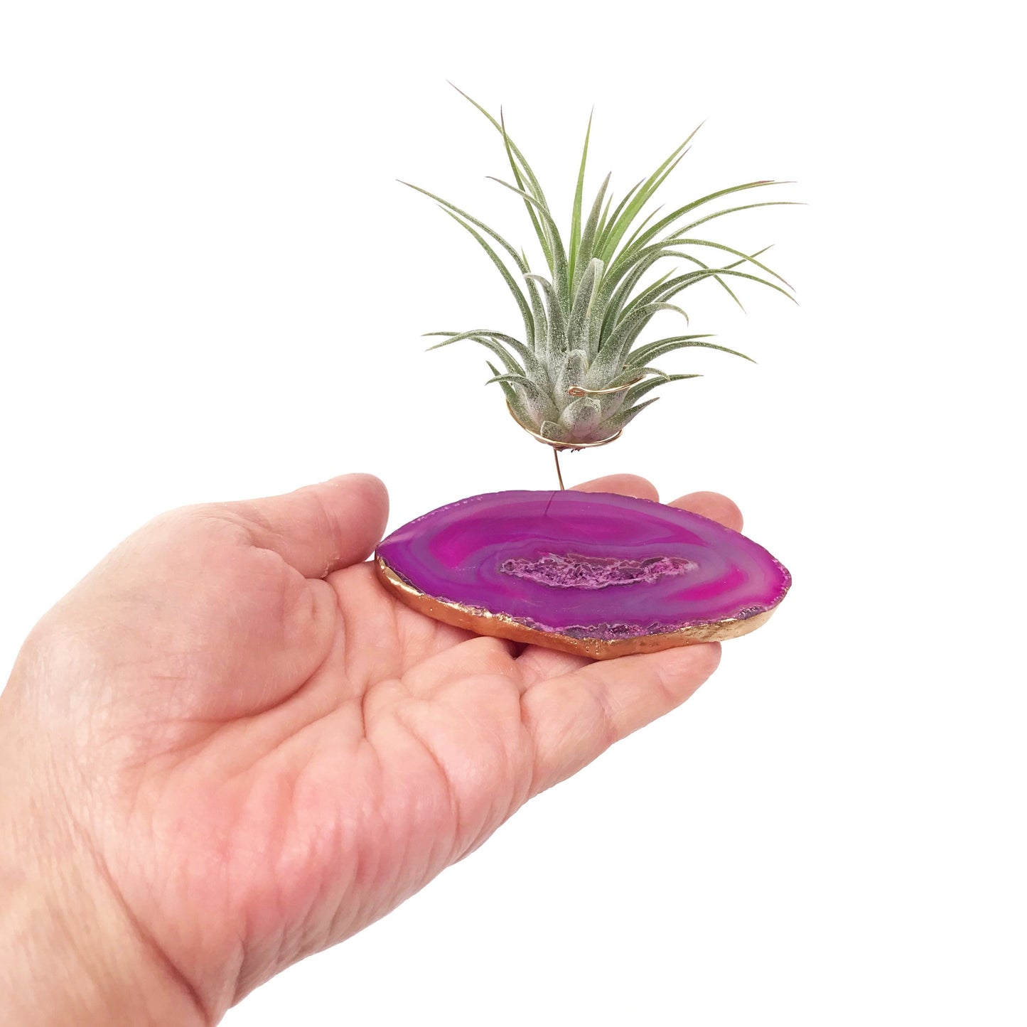 Sympathy Gift - Pink Agate Crystal Air Plant Holder