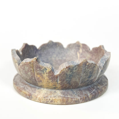 Natural Lotus Stone Bowl Decor with Crystals and Air Plants - Includes Citrine, Amethyst and Rose Quartz - Boho or Spiritual Home Decor Gift