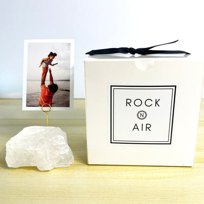 Raw Clear Quartz Crystal -Unique Polaroid/Instax Photo Holder for Home or Office