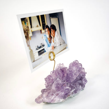 One-of-a-Kind Amethyst Crystal Picture Holder for Home or Office
