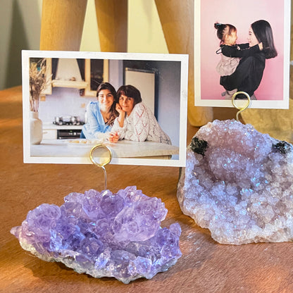 One-of-a-Kind Amethyst Crystal Picture Holder for Home or Office