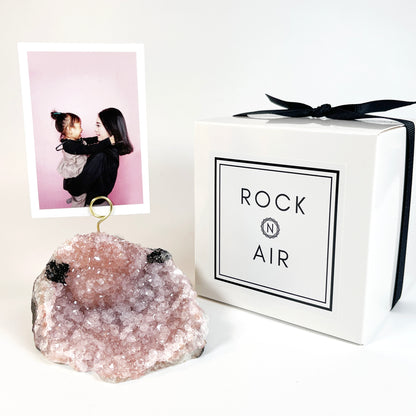 One of a Kind Lavender Amethyst Crystal Geode Photo Display - Desk Picture Holder