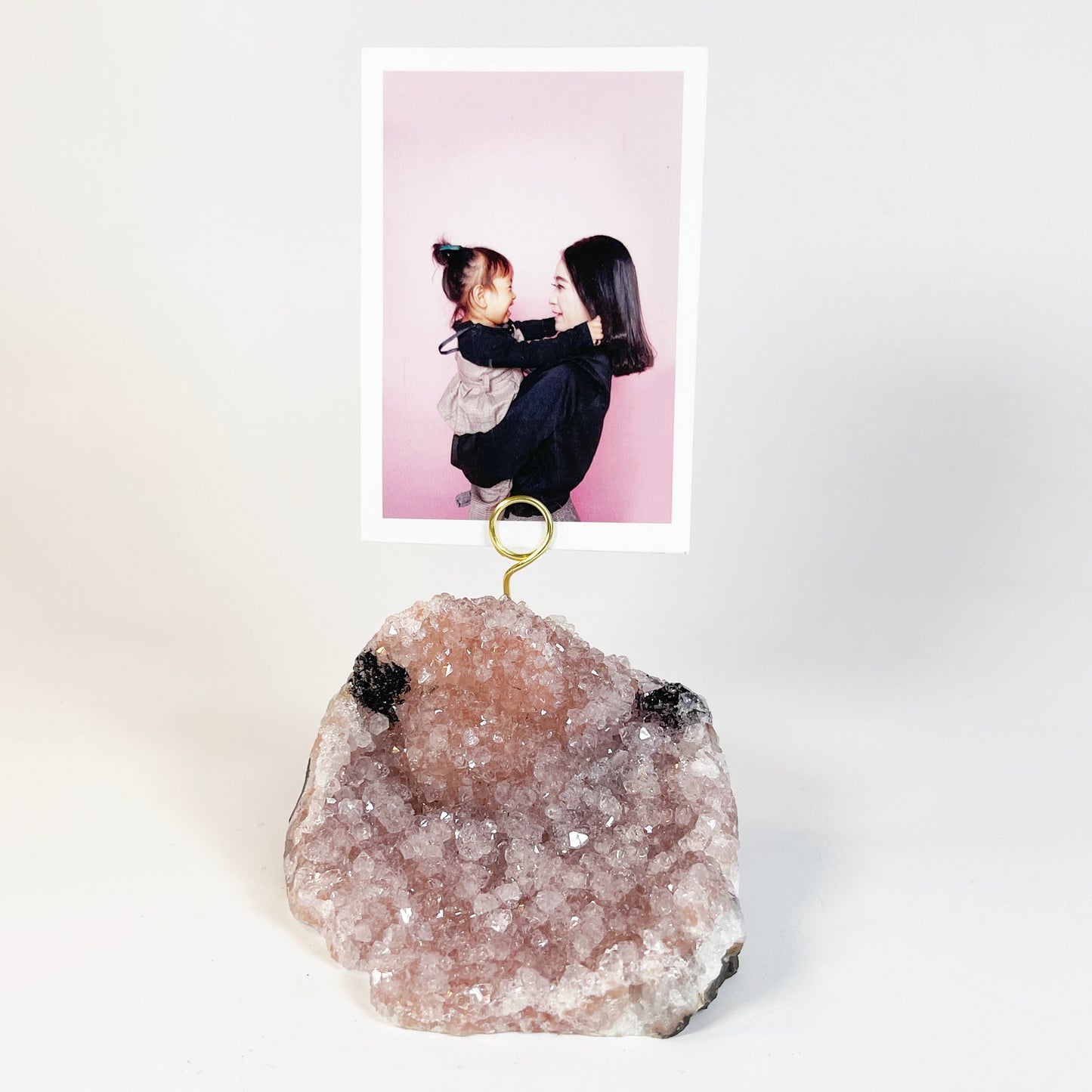 One of a Kind Lavender Amethyst Crystal Geode Photo Display - Desk Picture Holder
