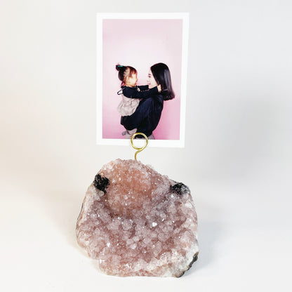 One of a Kind Lavender Amethyst Crystal Geode Photo Display - Desk Picture Holder