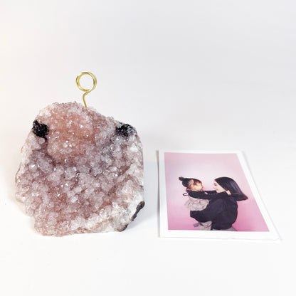 One of a Kind Lavender Amethyst Crystal Geode Photo Display - Desk Picture Holder
