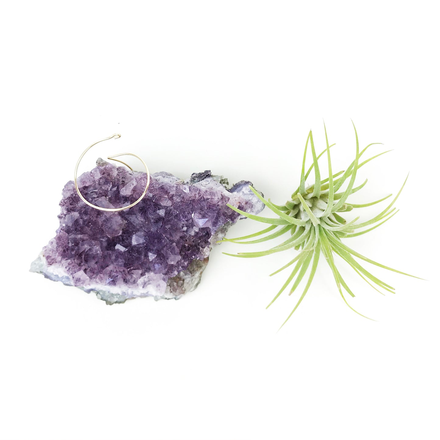 Amethyst Crystal Air Plant Holder Gift – Unique Thank You Gift Box with Live Air Plant