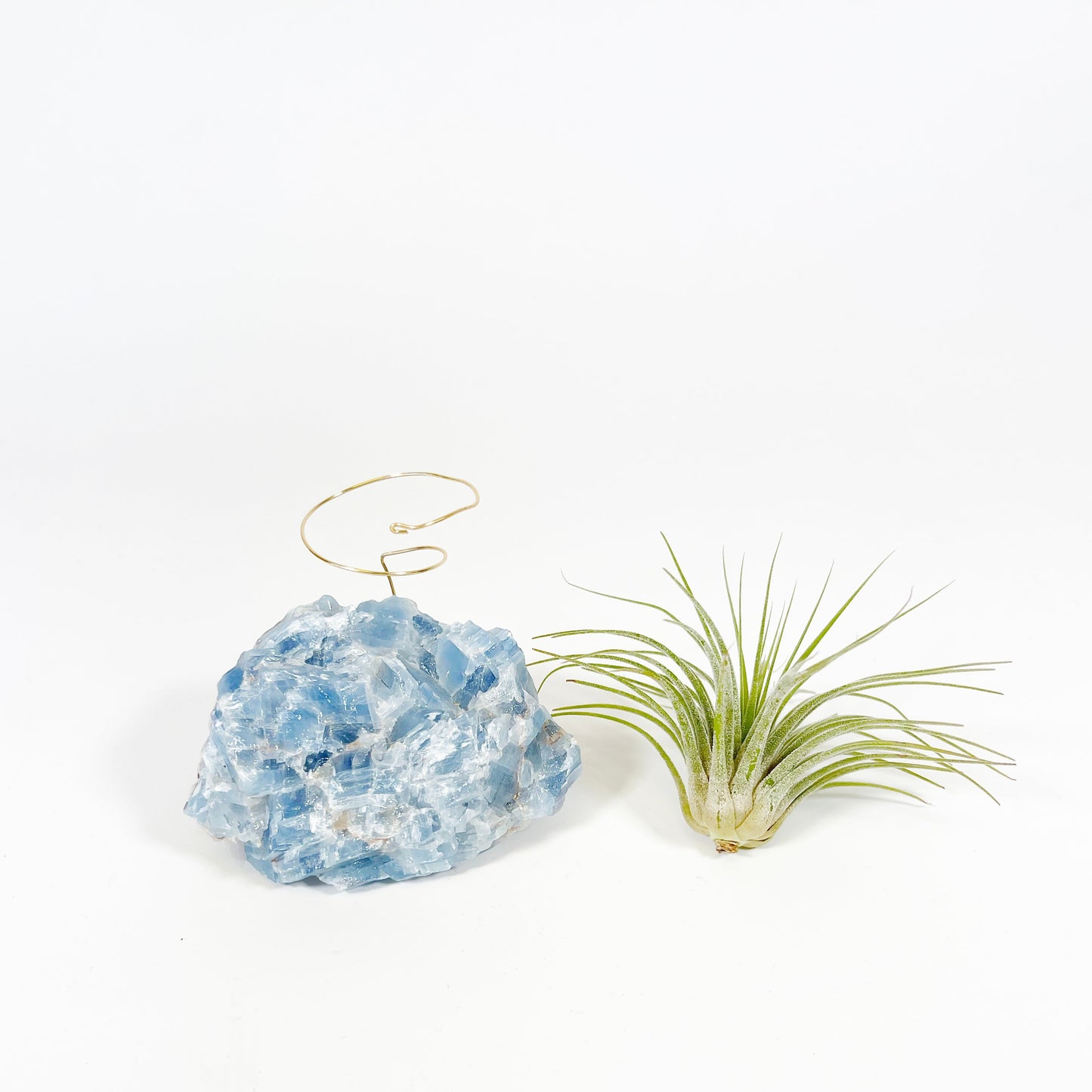 Unique Holiday Gift - Blue Calcite Crystal Air Plant Holder - Ho Ho Ho Gift Box