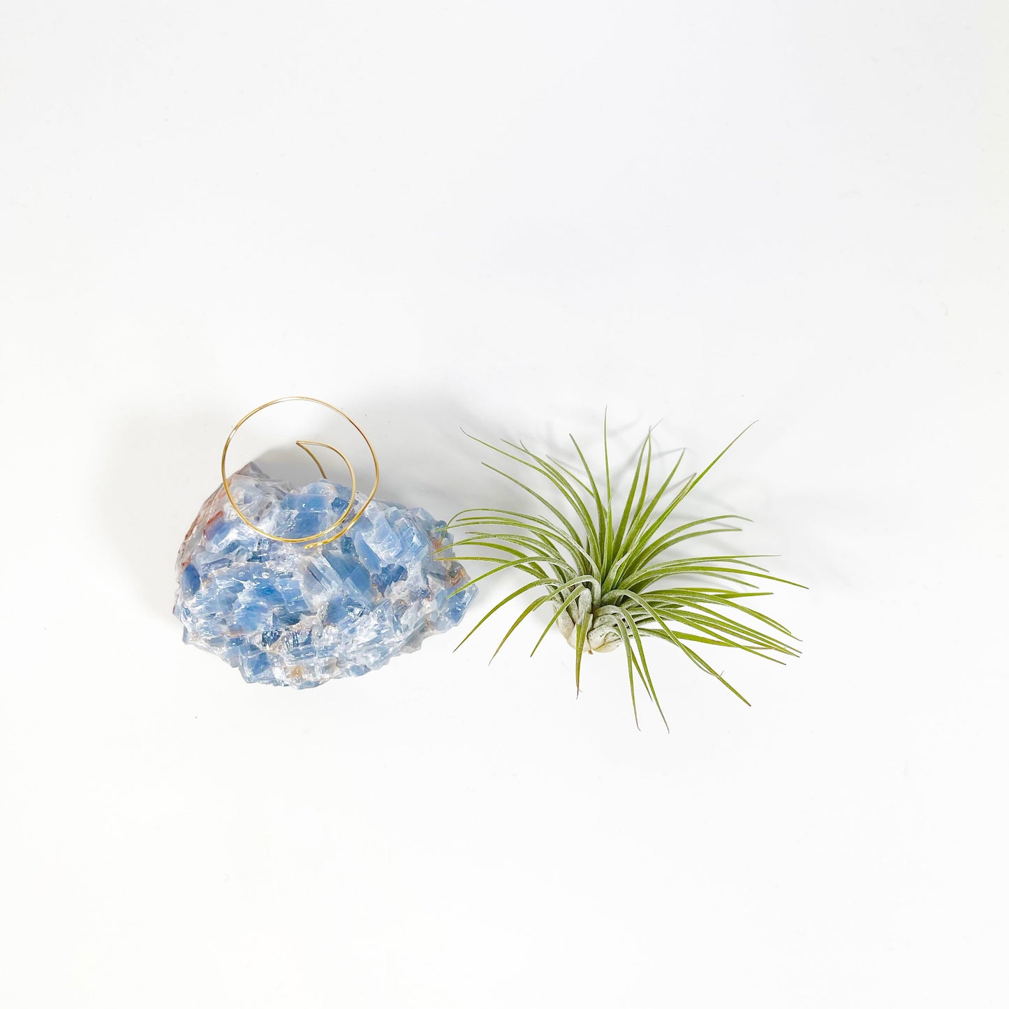 Unique Holiday Gift - Blue Calcite Crystal Air Plant Holder - Ho Ho Ho Gift Box